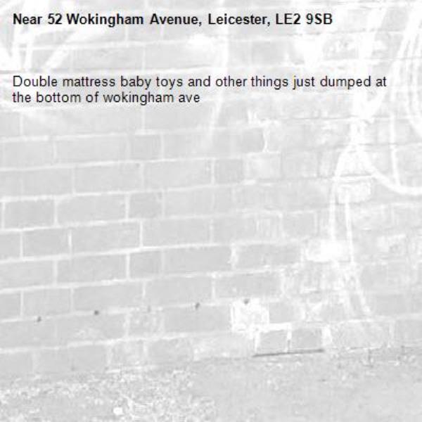 Double mattress baby toys and other things just dumped at the bottom of wokingham ave -52 Wokingham Avenue, Leicester, LE2 9SB