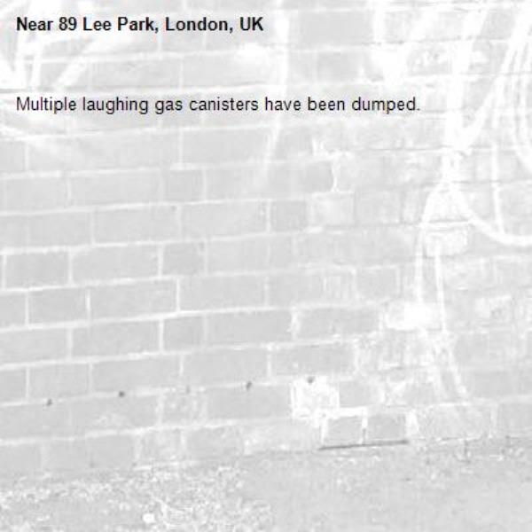 Multiple laughing gas canisters have been dumped. -89 Lee Park, London, UK