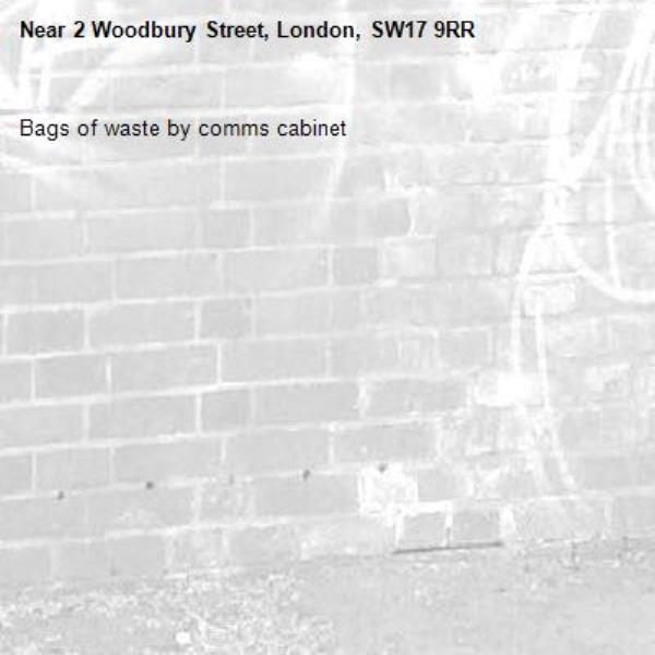 Bags of waste by comms cabinet -2 Woodbury Street, London, SW17 9RR