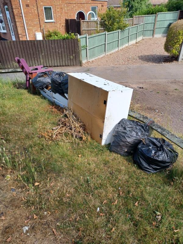 Rubbish dumped near 91 new fields rd-88 New Fields Avenue, Leicester, LE3 1ES