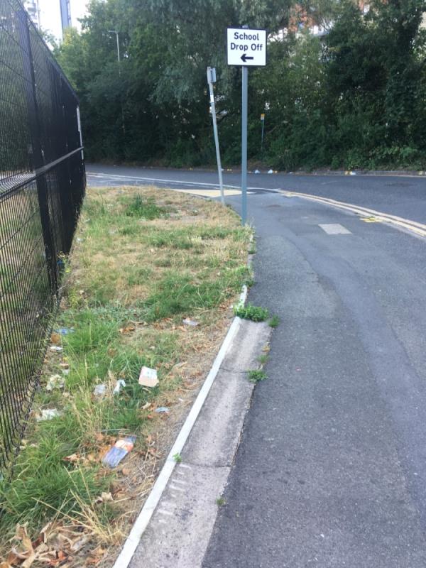 Side road by canal next to the castlemead academy school covered with litter .-62 Tewkesbury Street, Leicester, LE3 5HP