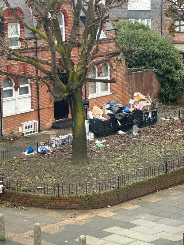 Over flowing bins for a few weeks and foxes and rats and other vermin in and out of the bins. -Flat 1, 16 Station Road, Forest Gate, London, E7 0ER