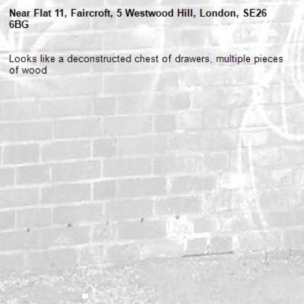 Looks like a deconstructed chest of drawers, multiple pieces of wood-Flat 11, Faircroft, 5 Westwood Hill, London, SE26 6BG