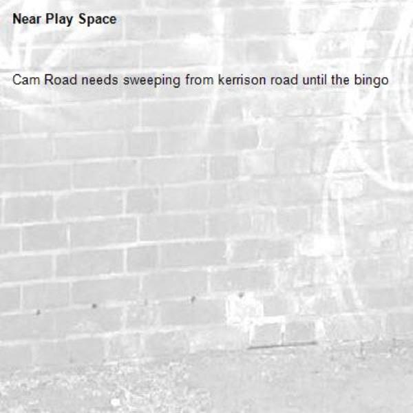 Cam Road needs sweeping from kerrison road until the bingo -Play Space