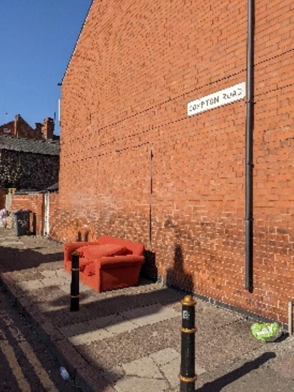sofa, dumped on Monday night-37 Raymond Rd, Leicester LE3 2AS, UK