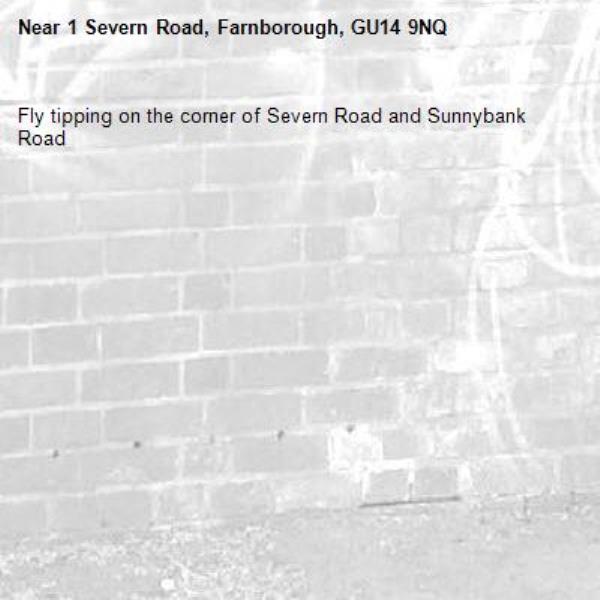 Fly tipping on the corner of Severn Road and Sunnybank Road -1 Severn Road, Farnborough, GU14 9NQ