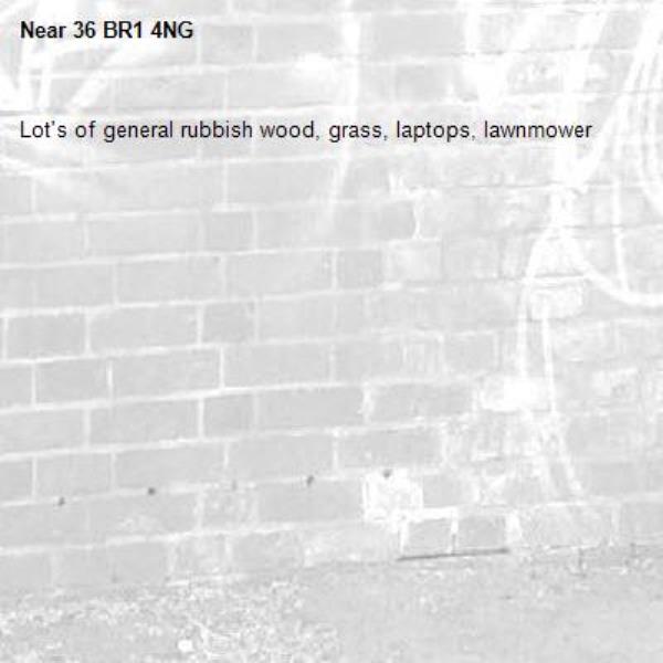 Lot's of general rubbish wood, grass, laptops, lawnmower-36 BR1 4NG