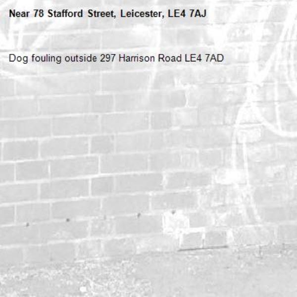 Dog fouling outside 297 Harrison Road LE4 7AD -78 Stafford Street, Leicester, LE4 7AJ