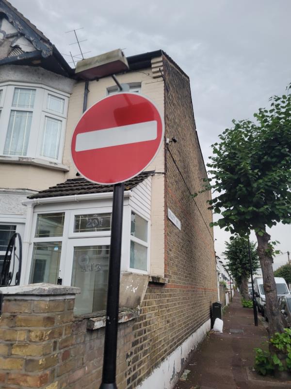 Light on no entry sign not working. -201 Central Park Road, East Ham, London, E6 3AE