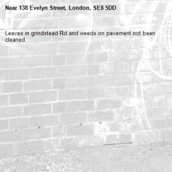 Leaves in grindstead Rd and weeds on pavement not been cleaned -138 Evelyn Street, London, SE8 5DD