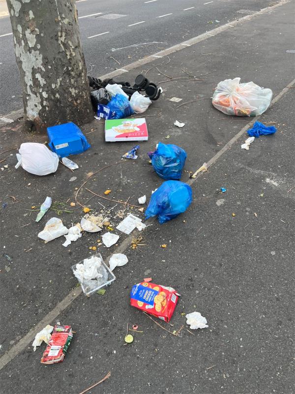 So much rubbish on the pavement-Global Communications Solutions, 474 Katherine Road, Forest Gate, London, E7 8DP
