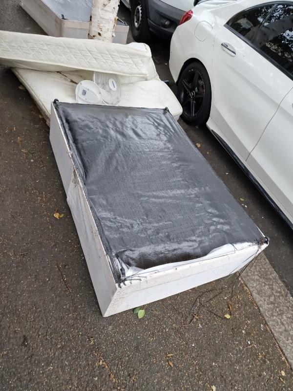 2 bed bases and a mattress have been dumped at this location. -1A, Wortley Road, East Ham, London, E6 1AY