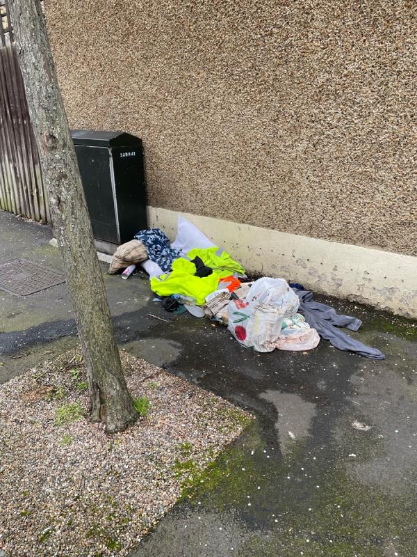 Food and clothes dumped, rotting and smells bad-49 Crofton Road, Plaistow, London, E13 8QT