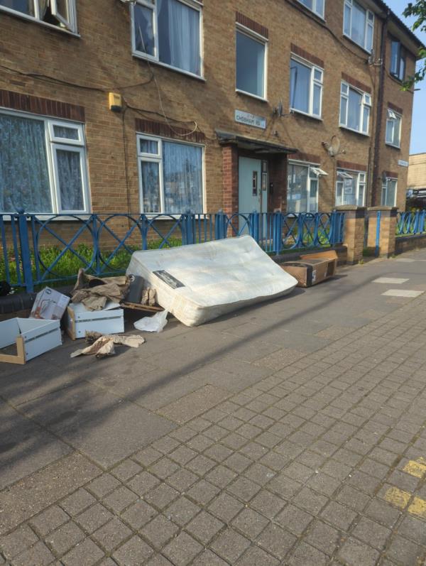 Dumped single mattress -1A, Chobham Road, Stratford, London, E15 1LU