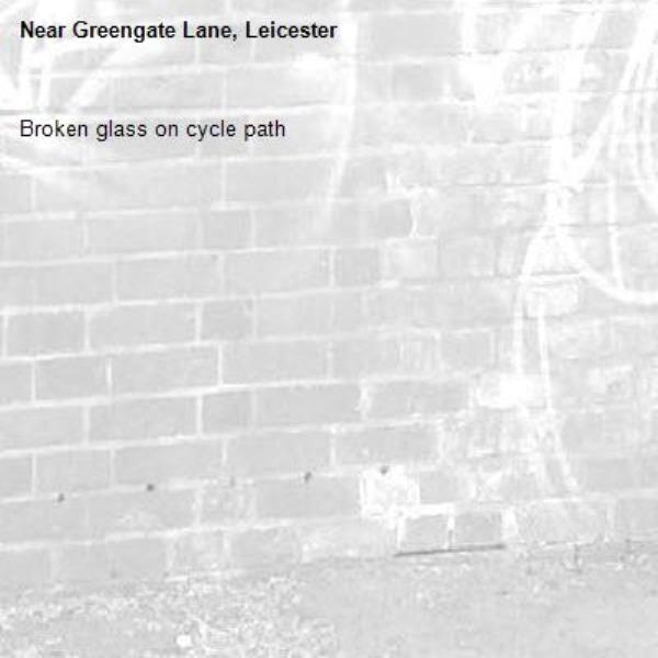 Broken glass on cycle path -Greengate Lane, Leicester