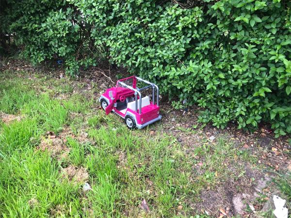 Please clear a child toy car from gras area-178 Farmfield Road, Bromley, BR1 4NP