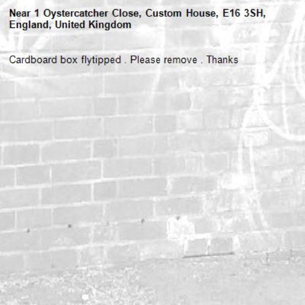 Cardboard box flytipped . Please remove . Thanks -1 Oystercatcher Close, Custom House, E16 3SH, England, United Kingdom