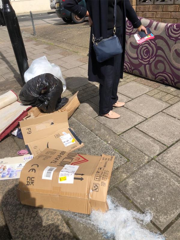 Items dumped there is also a name of a person dumped -86 Plashet Road, Plaistow, London, E13 0RQ