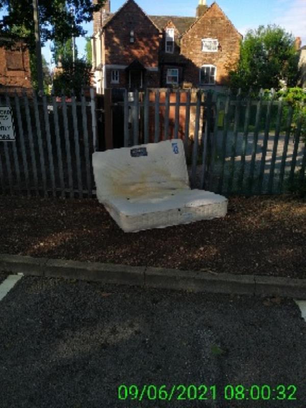 fly tipping mattress dumped on Bow St car park -4 The Manse Bow Street, Bilston, WV14 7NB
