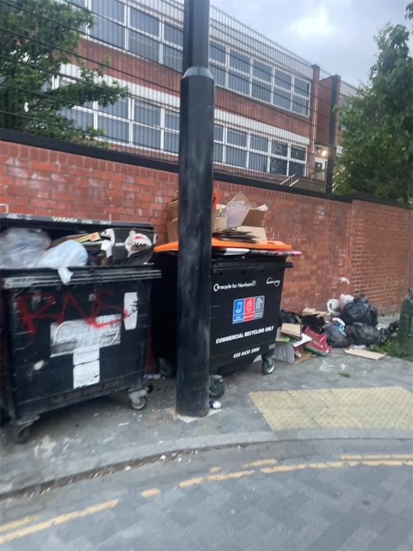 Flytipped domestic waste in usual location - and commercial waste overflowing. Shops clearly have not got large enough bins and this is worsening the issue. Can flytipping be prevented ? Can shops be requested to alter their rubbish collection? This goes on way too often…-Kuhn Way, Forest Gate, London