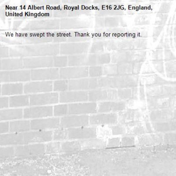 We have swept the street. Thank you for reporting it.-14 Albert Road, Royal Docks, E16 2JG, England, United Kingdom
