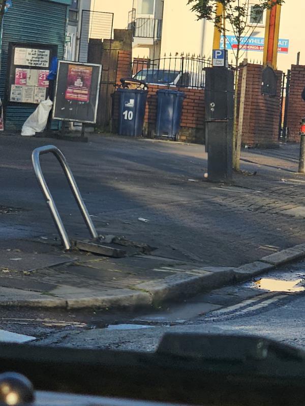 Cycle hoop and pavement damaged-243A, The Broadway, Southall, UB1 1NF