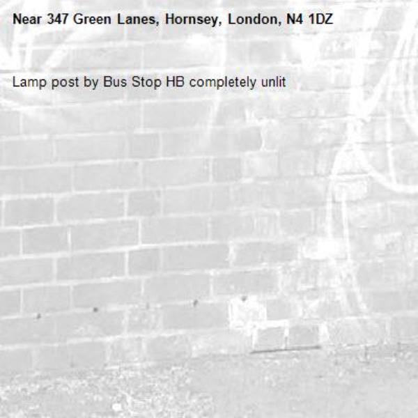 Lamp post by Bus Stop HB completely unlit-347 Green Lanes, Hornsey, London, N4 1DZ