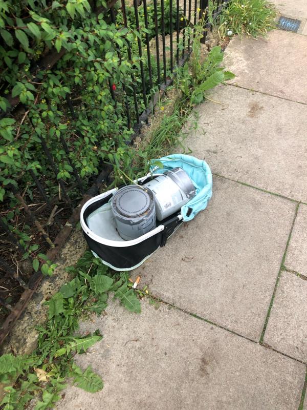 Outside no 248. Please clear baby carrier and cans of paint-244 Waters Road, London, SE6 1UJ