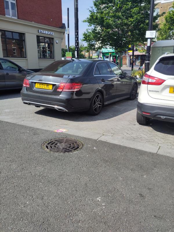 Car on double yellow lines, blocking dropped kerb and cycle path-2 Venner Road, London, SE26 5EF