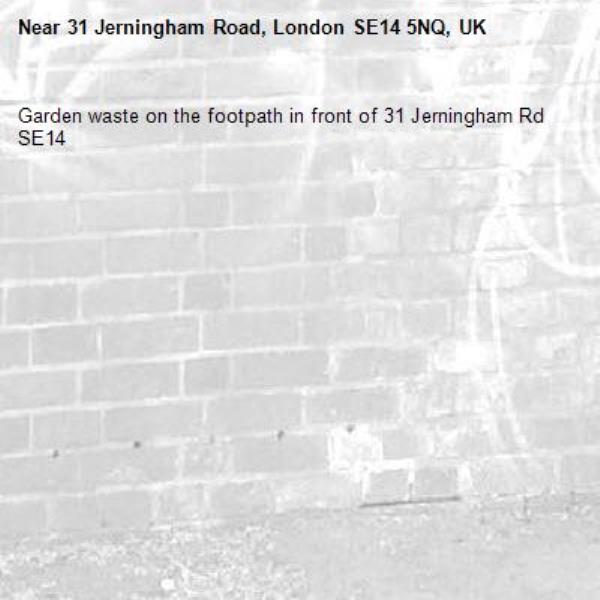 Garden waste on the footpath in front of 31 Jerningham Rd  SE14-31 Jerningham Road, London SE14 5NQ, UK