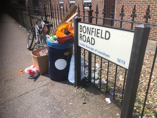 Junction of Albion Way. Please empty litter bin -1 Bonfield Road, Lewisham, London, SE13 6BY