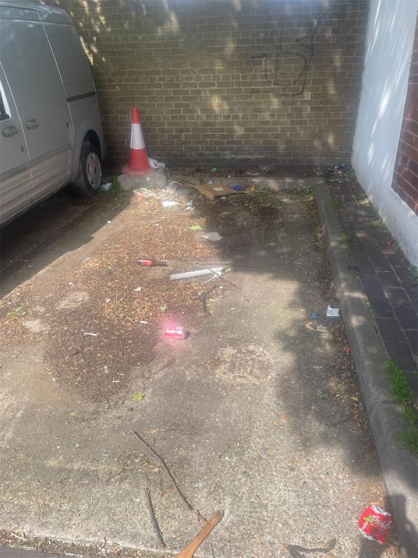 rubbish left after car removed-45 Skeffington Road, East Ham, London, E6 2NA