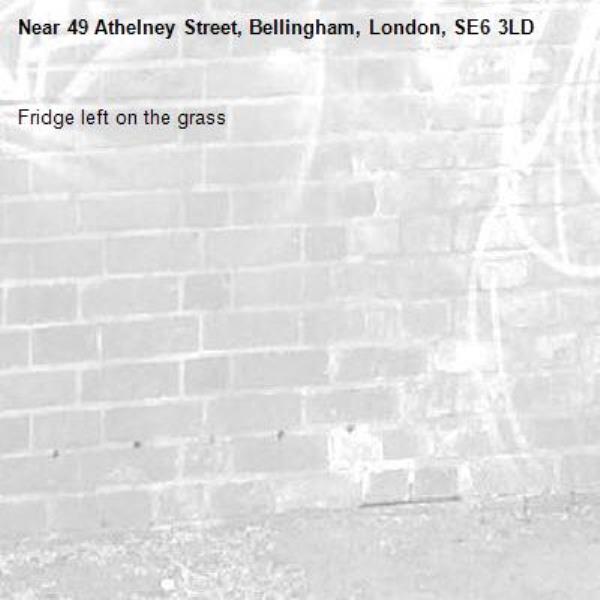 Fridge left on the grass -49 Athelney Street, Bellingham, London, SE6 3LD