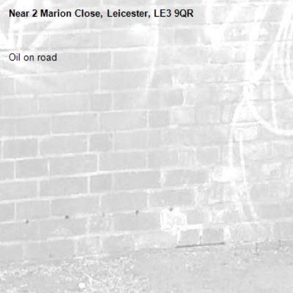 Oil on road-2 Marion Close, Leicester, LE3 9QR