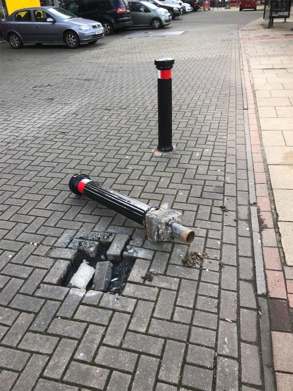 Bollard outside the place has been knocked over-Flat 1, 261 Lewisham High Street, Hither Green, London, SE13 6AY