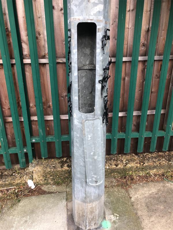 Outside Downderry School cover has been removed on Telegraph pole-38 Shroffold Road, Bromley, BR1 5PE