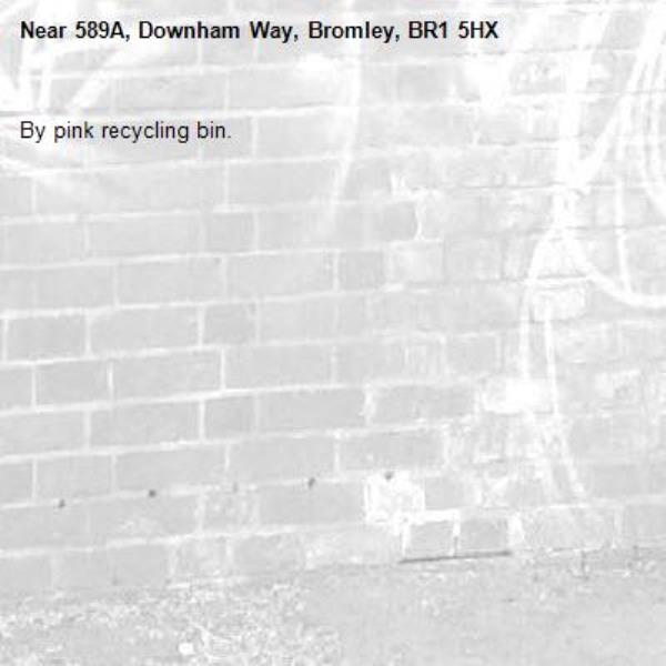 By pink recycling bin. -589A, Downham Way, Bromley, BR1 5HX