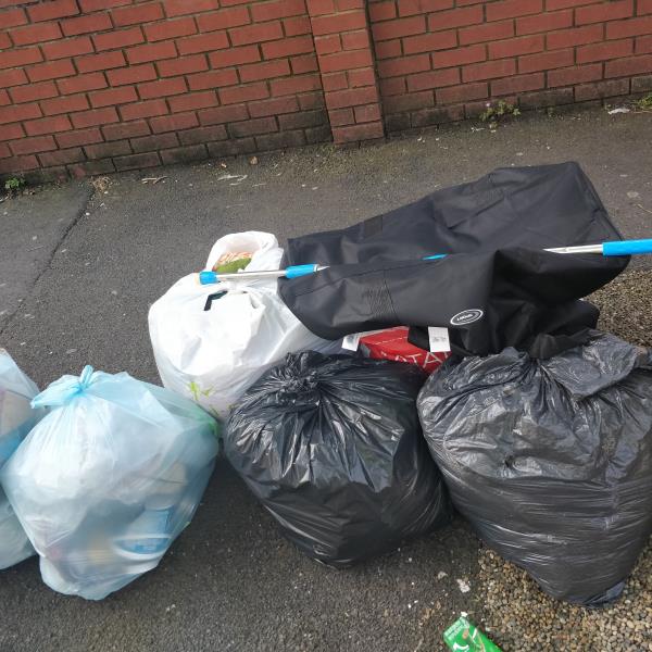Flytipped waste w street cleansing bags-First Floor Flat, 121 Lathom Road, East Ham, London, E6 2EB
