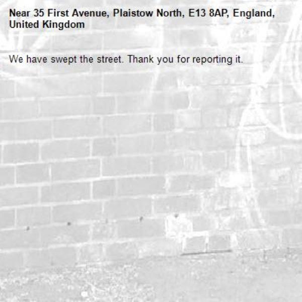 We have swept the street. Thank you for reporting it.-35 First Avenue, Plaistow North, E13 8AP, England, United Kingdom