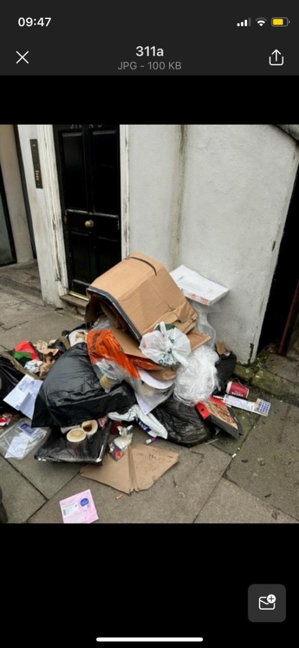 It’s been over a week rubbish keeps accumulating right next to fire exits, it’s looks like general waste from the flats at 311a lavender hill, the rubbish and the flats are actually on ilminster road -313 Lavender Hill, Battersea, SW11 1LE, England, United Kingdom