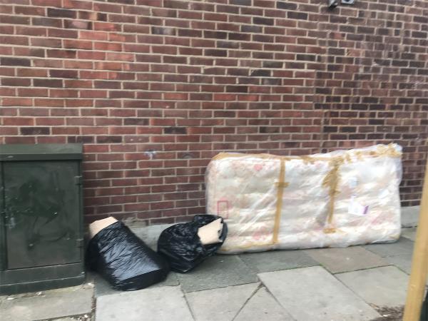 Mattress and two bags of carpet. Bottom of Meath Road right hand side where it joins Corporation st -131 Meath Road, Stratford, London, E15 3DS