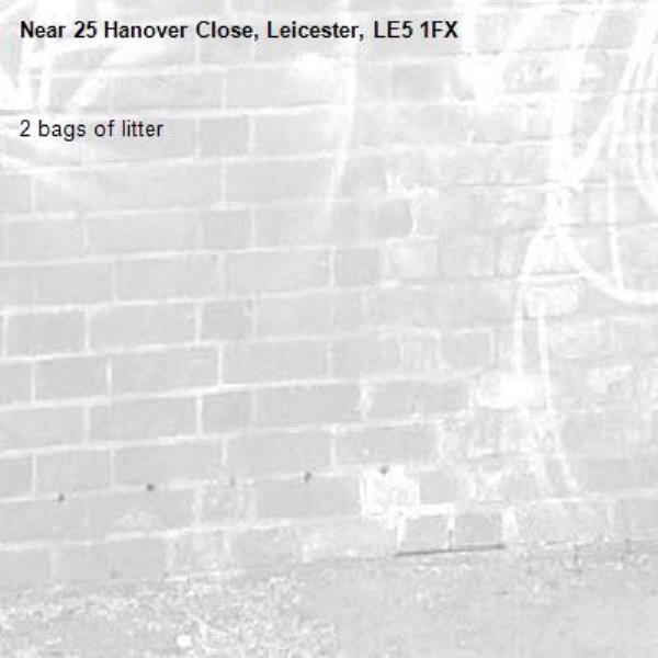 2 bags of litter -25 Hanover Close, Leicester, LE5 1FX
