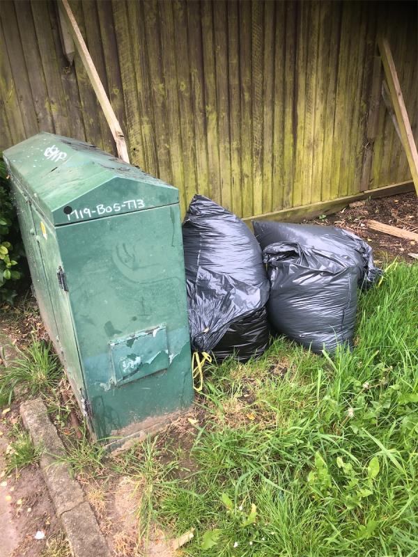 Junction of Lincombe Road. Please clear bags of garden waste from grass area-139 Northover, Bromley, BR1 5JU