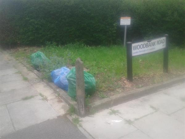 Junction of Woodbank Road. Please clear bags from grass area-2 Undershaw Road, Bromley, BR1 5EX