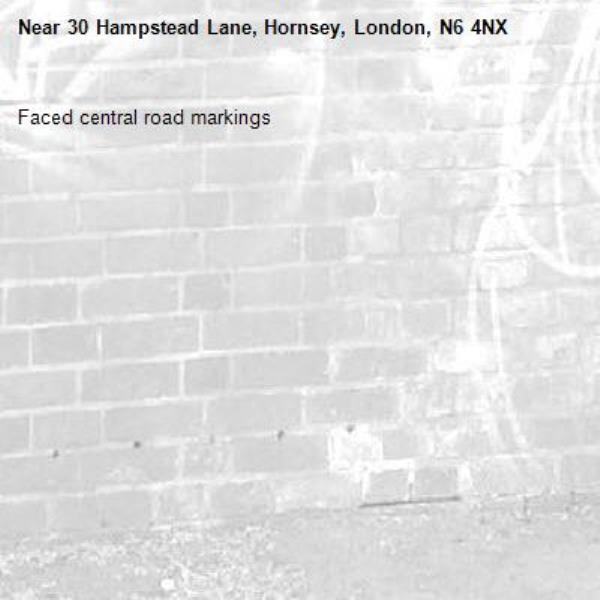 Faced central road markings -30 Hampstead Lane, Hornsey, London, N6 4NX