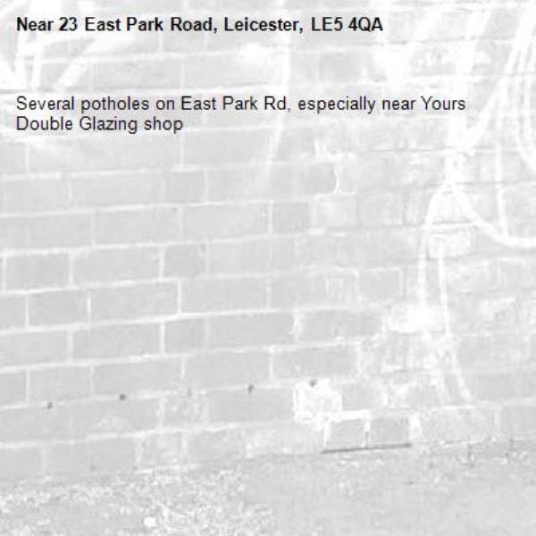 Several potholes on East Park Rd, especially near Yours Double Glazing shop-23 East Park Road, Leicester, LE5 4QA