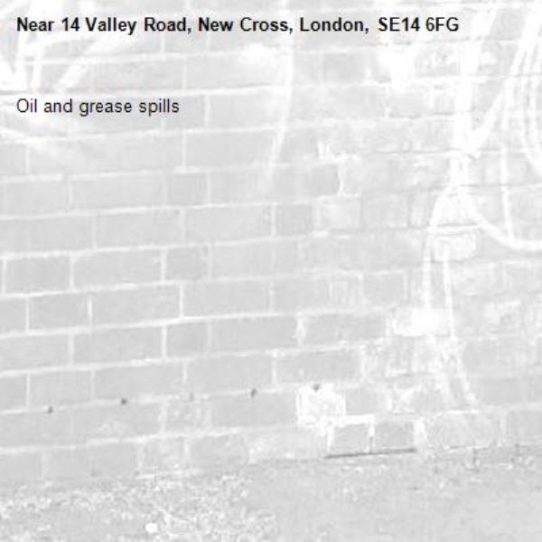 Oil and grease spills-14 Valley Road, New Cross, London, SE14 6FG