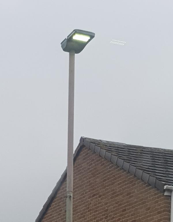 This street light seems to be unable to be switched off and is likely to lead to energy wastage if not addressed promptly. Furthermore, the continuous operation of the light despite the inability to switch it off may eventually lead to its breakdown, necessitating costly repairs or replacement.

The malfunctioning street light poses not only an energy efficiency concern but also a potential safety hazard due to the increased risk of electrical malfunction or fire. I urge the relevant authorities to investigate and rectify this issue at the earliest convenience to prevent further energy loss and ensure the safety of the surrounding area.-22 Bucksburn Walk, Leicester, LE4 7ZA