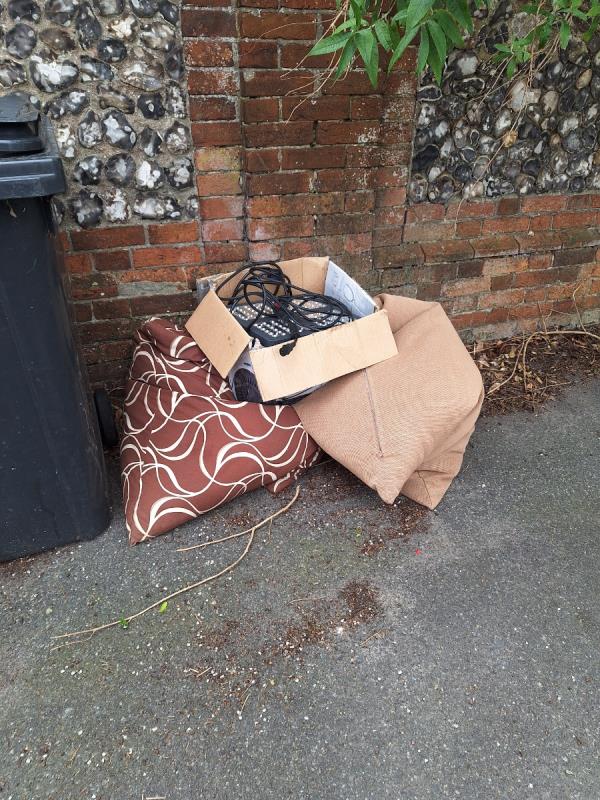 Two bean bags and box of elec stuff.
On junction of upperton gardens by lane on Hartfield 
RH-Hartfield Road, Eastbourne