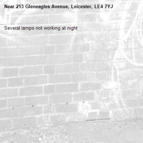 Several lamps not working at night -213 Gleneagles Avenue, Leicester, LE4 7YJ